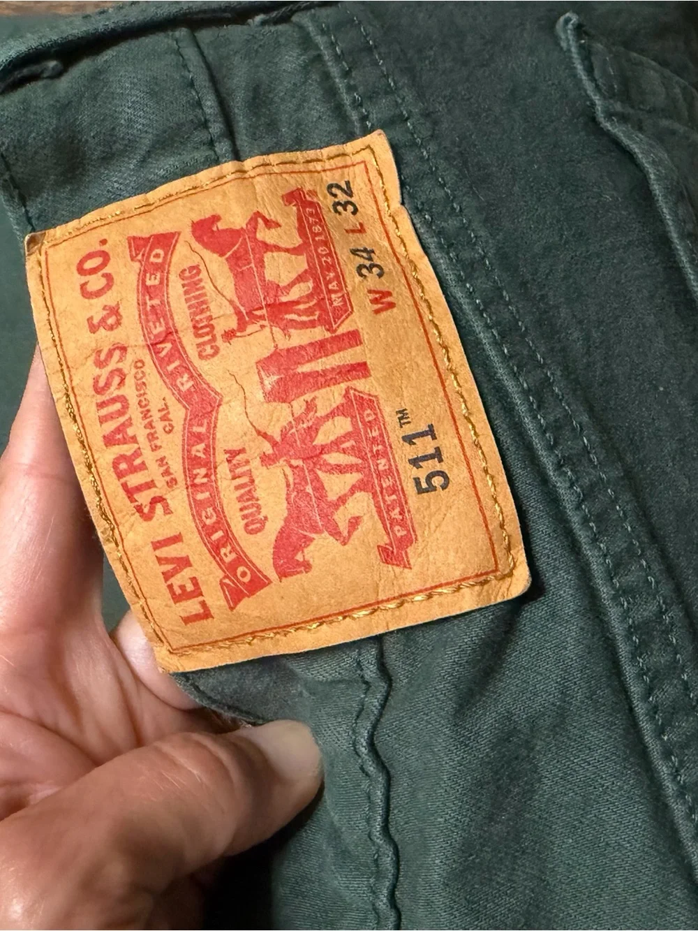 Classic Levi’s Men's Green Straight-Leg Jeans 511 34/32
